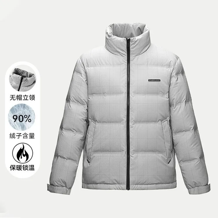 专柜剪标羽绒服保暖立领印花短款外穿男装外套收口袖男士加厚运动