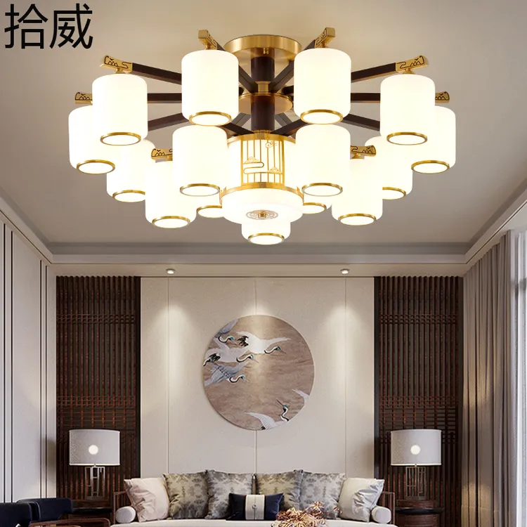 新中式全铜吊灯轻奢别墅大气餐厅卧室实木新款客厅灯中国风吸顶灯