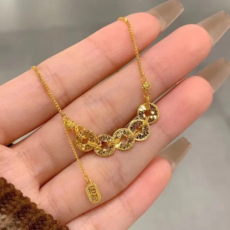 吊坠925银 五帝钱精致高级有韵味线条流畅仙女必备百搭坠链气质