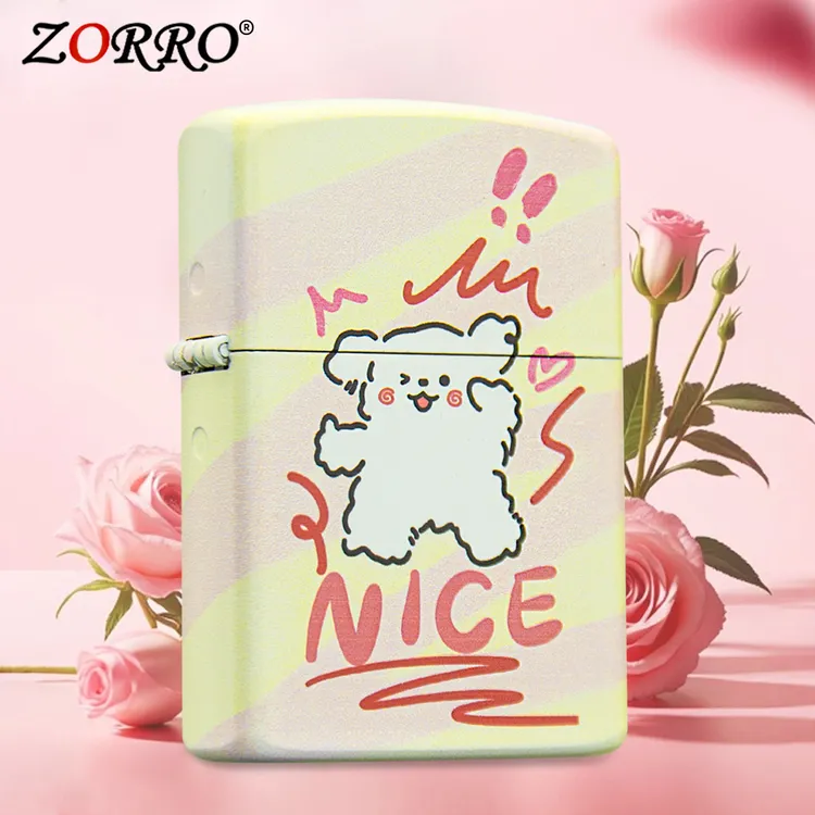 ZORRO彩印俏皮小狗动漫卡通风格创意防风佐罗打火机男生礼物之选~
