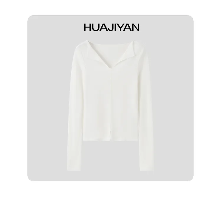 华吉言/HUAJIYAN【云端】简约百搭翻领毛衣