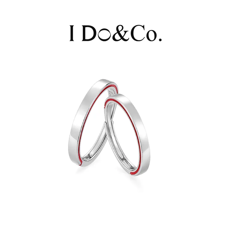I Do&Co. 925银戒指 一线牵夜光红线珐琅轻奢情侣对戒送女友