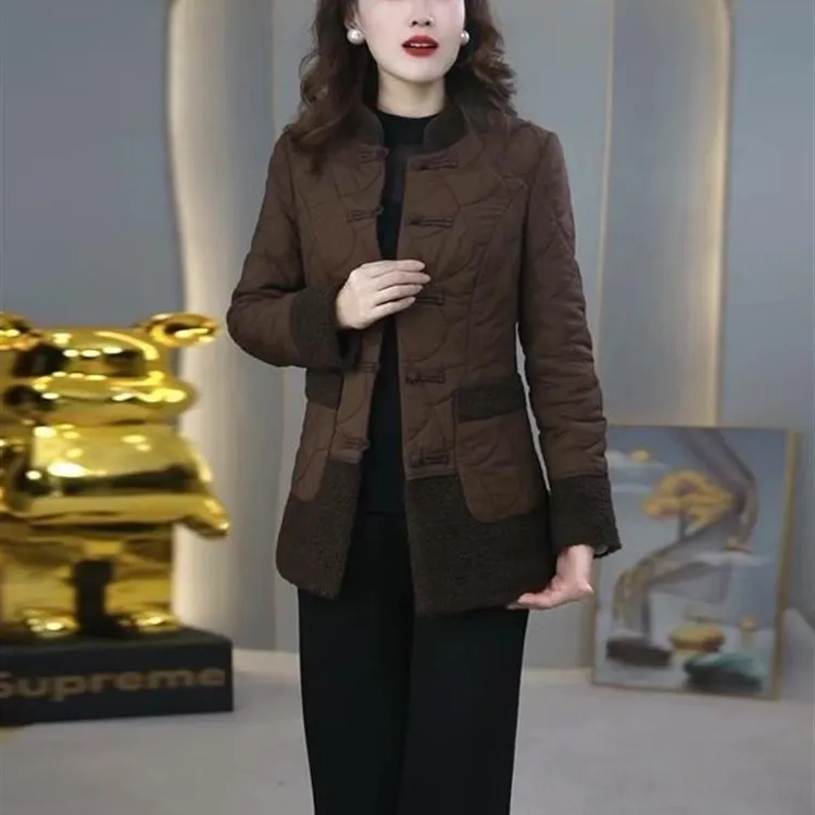 高级夹棉新中式国风棉衣2025冬季新款收腰显瘦保暖遮肚子妈妈外套