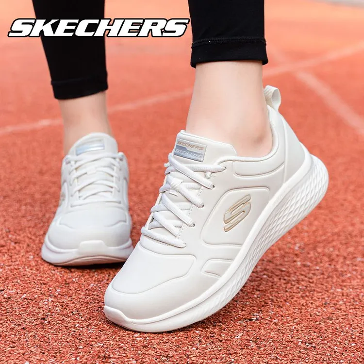 Skechers斯凯奇女鞋2025秋季新款皮面防水跑步鞋小白鞋休闲运动鞋