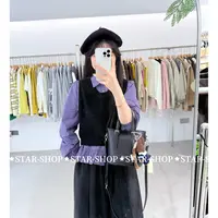 {海德公园}木耳下摆衬衫搭配系带针织马甲两件套