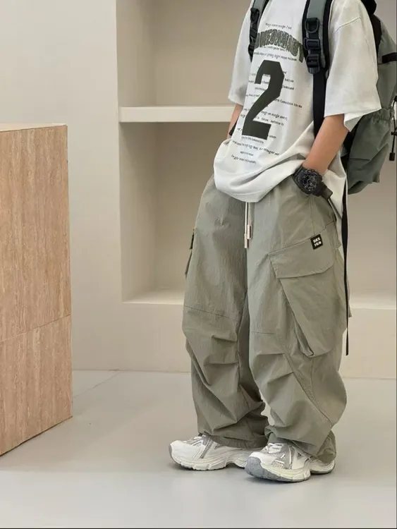 男童2025春夏新款纯棉工装裤儿童休闲青少年早秋宽松痞帅休闲裤潮