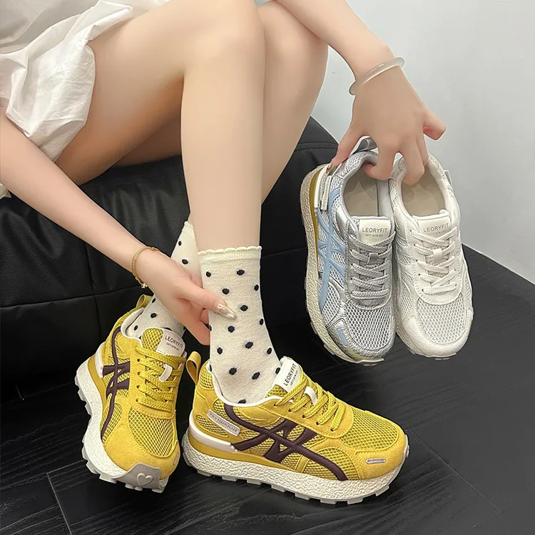 内增高8cm爆裂纹牛皮德训鞋2025新款爆款真皮厚底老爹鞋女鞋小众