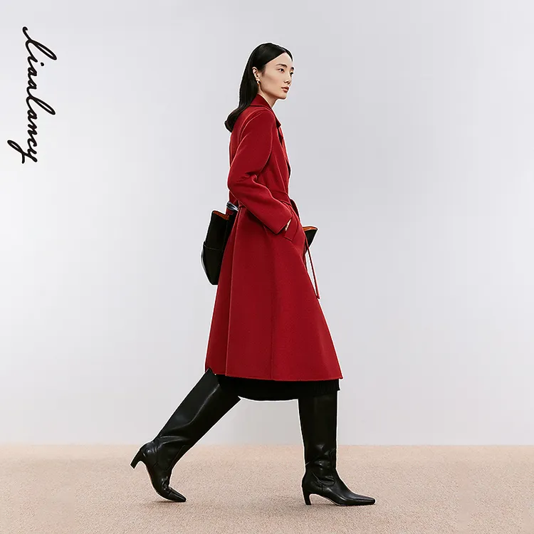 【山羊绒】LANCY/朗姿2024年冬新款高级羊绒双面呢大衣外套女