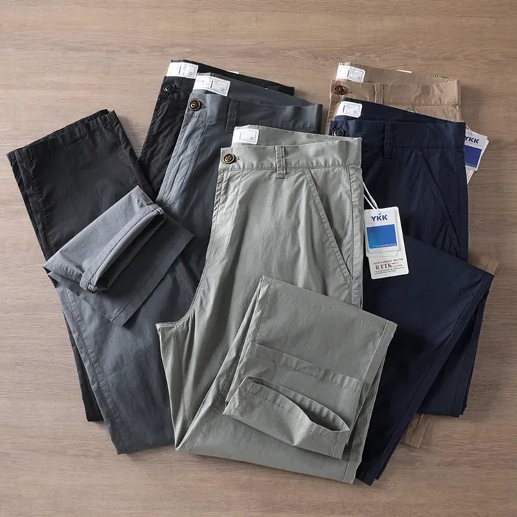 2025夏季轻薄速干弹力修身小直筒休闲裤男日常通勤百搭灰色冰丝裤