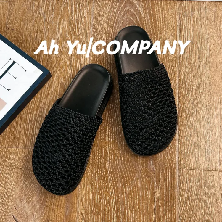 韩版编织包头拖鞋女2025夏季新款平底凉拖外穿时尚高级感半拖鞋女