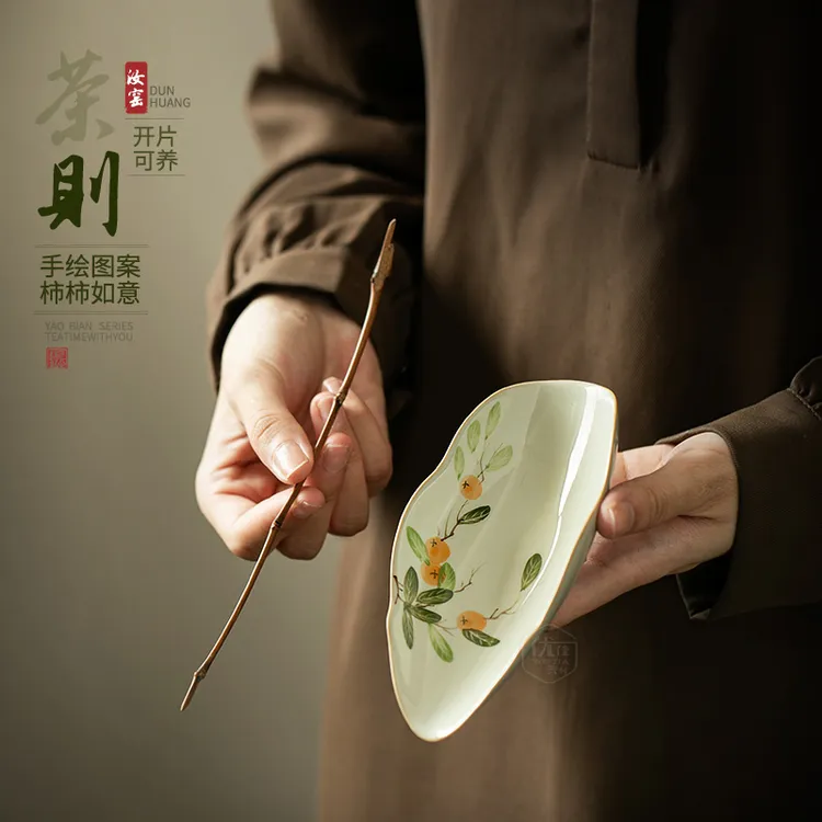 手绘草木灰茶则醒茶勺茶匙茶拨投茶器陶瓷茶道赏茶功夫茶具配件