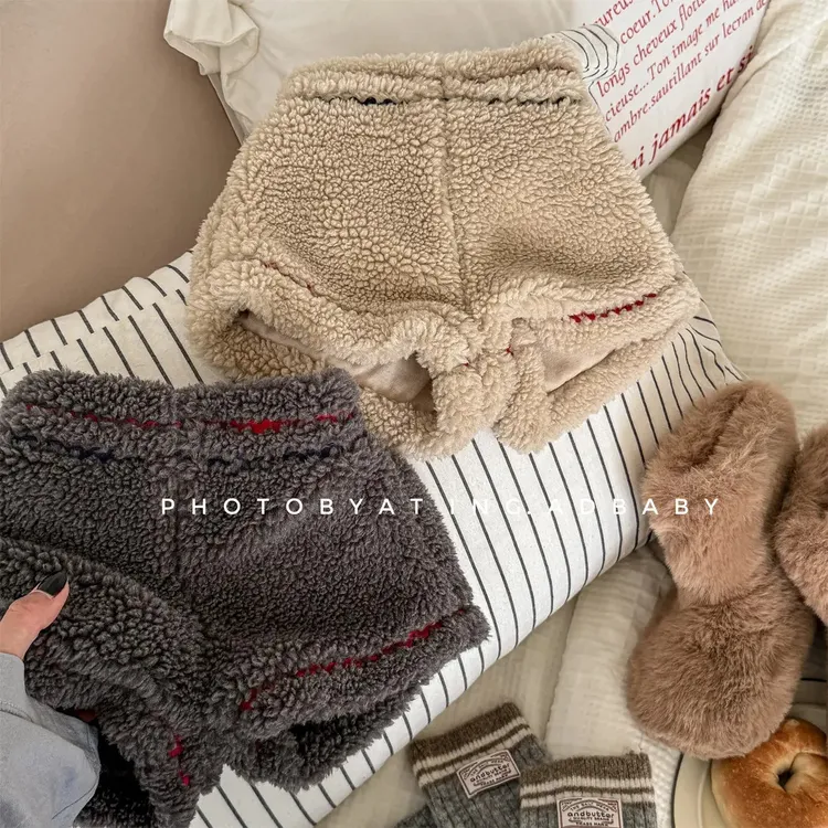 女童冬装韩版羊羔绒短裤女宝冬季加厚裤子儿童外穿休闲裤童装0214