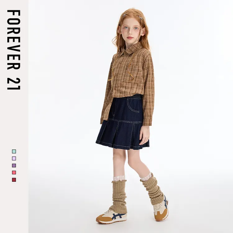 Forever 21女童衬衫春秋款2025新款儿童洋气时髦衬衣大童秋装上衣