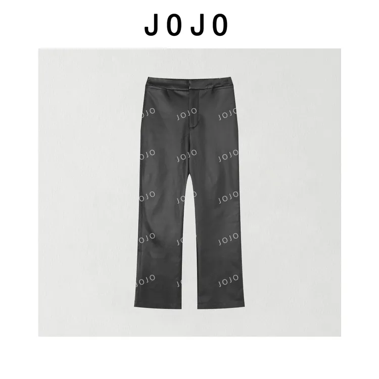 玖了个玖 2025冬款极简百搭立体剪裁窄版烟管进口pu皮裤2511C8286