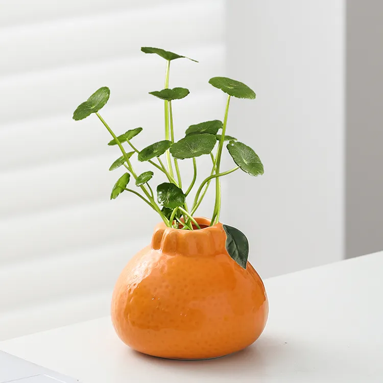 陶瓷小花瓶水培植物绿萝铜钱草鲜花插花器皿客厅桌面装饰创意摆件