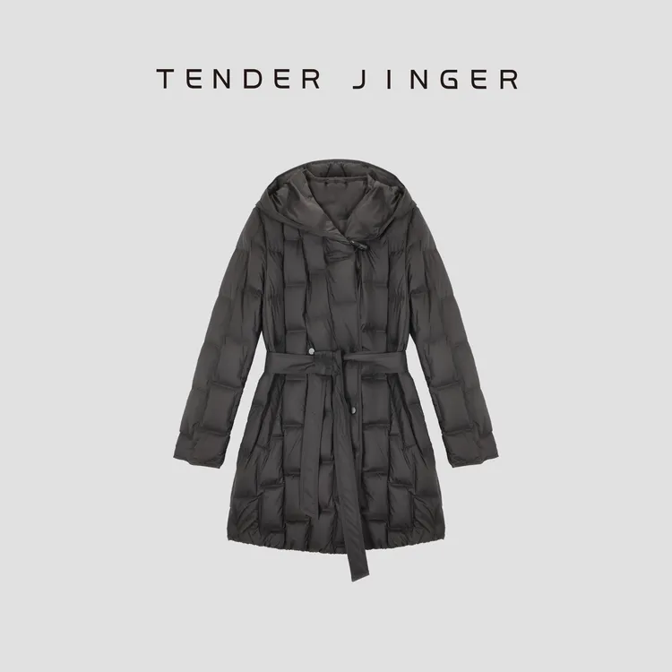 Tender Jinger｜轻薄款连帽一手长系带鸭绒服T54CH50323