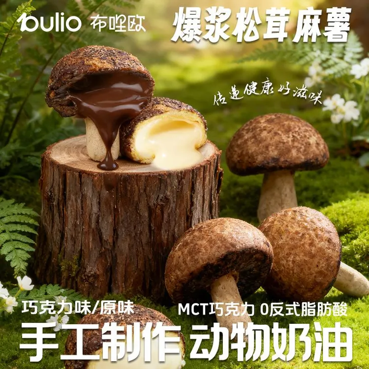 【布喱欧】爆浆松茸冰麻薯巧克力芝士夹心动物奶油冷冻巧克力慕斯