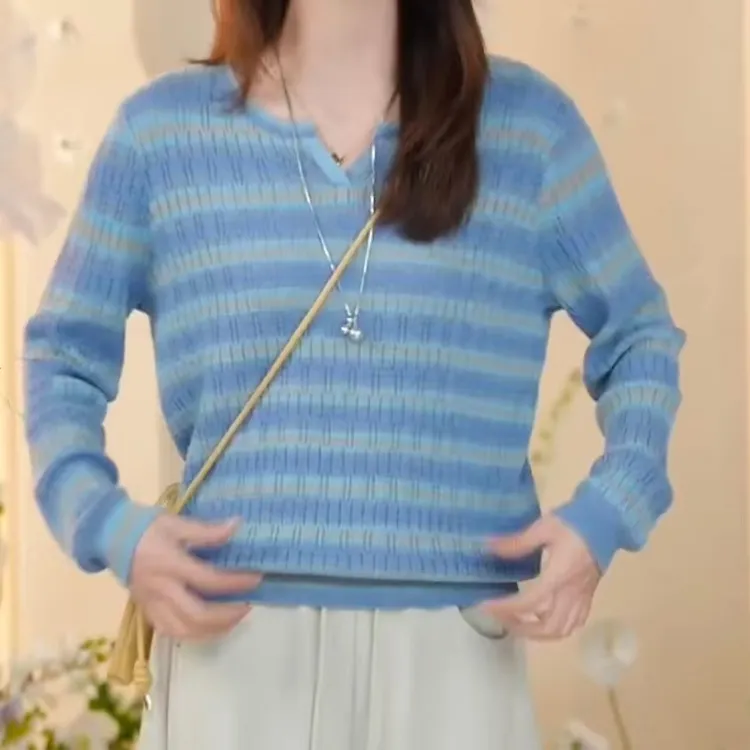 时尚休闲春季混搭撞色针织衫潮流舒适百搭款