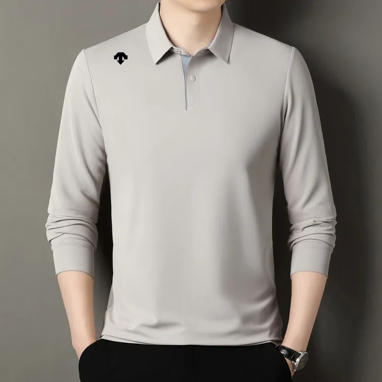 【商场同款】迪桑家秋季商务休闲运动长袖Polo衫打底宽松男士上衣