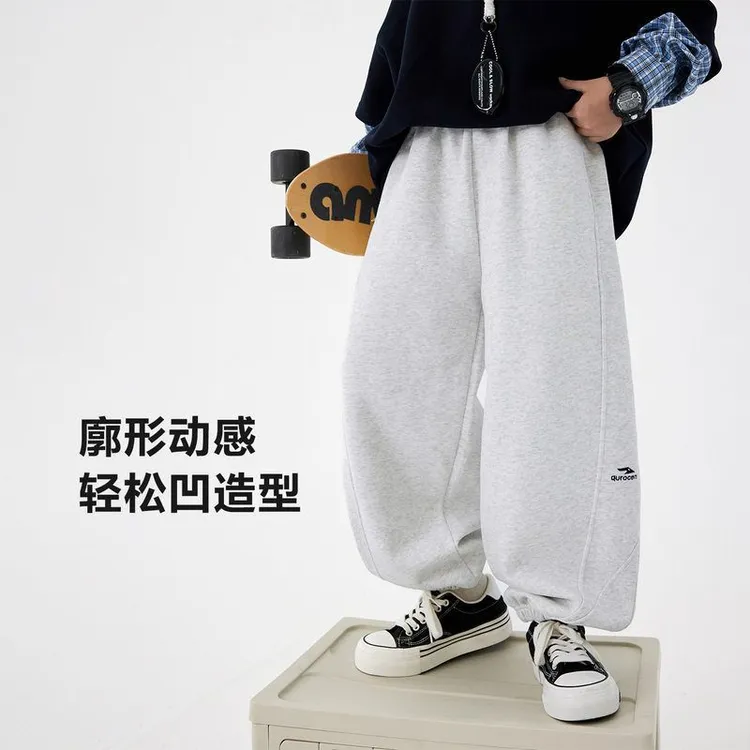 宽松裤子直筒男童秋装韩版新款束脚春秋2025学生运动男孩儿童卫