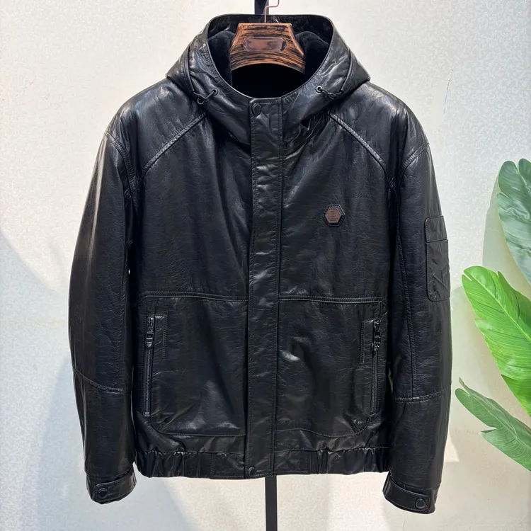 牛皮连帽皮毛一体内胆冬季皮衣男士保暖冬季男士皮衣