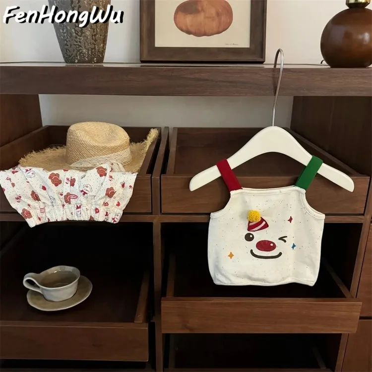 【粉红屋】婴幼儿童装婴儿女小童洋气吊带套装新款夏装儿童两件套潮