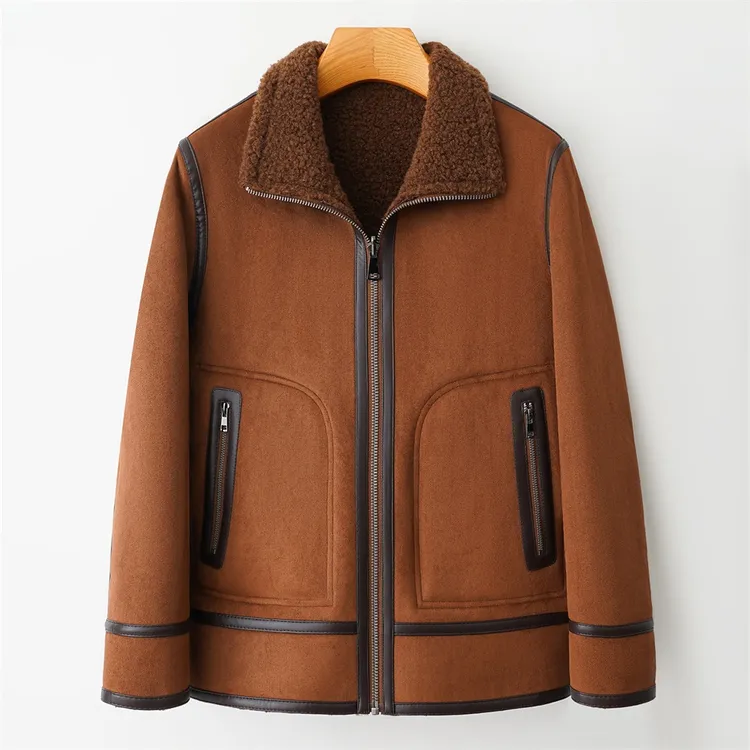 【尚品】海宁羊毛一体秋冬双面穿男士时尚休闲保暖帅气夹克外套818