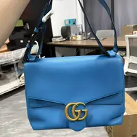 95新 GUCCI/古驰 【安则专属】蓝色马蒙邮差包
