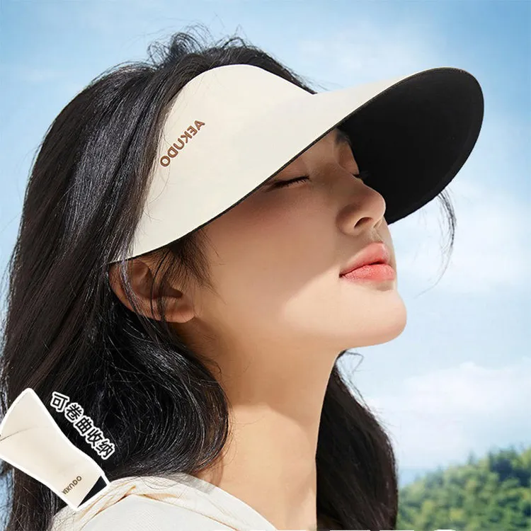 2025新款无痕一体帽子  夏天遮阳帽女 防紫外线冰丝空顶帽 防晒帽
