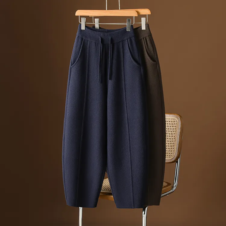 重磅双面绒香蕉裤女秋冬加厚宽松镰刀阔腿裤高腰哈伦休闲弯刀裤潮