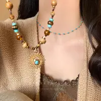 钛钢贝壳项链 不掉色太阳花串珠项链高级轻奢复古小众吊坠锁骨链