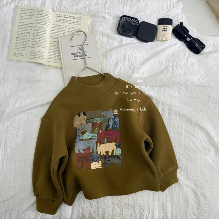 00小马家2025冬儿童款加绒一体绒打底衫7195圆领潮流时尚宽松百搭