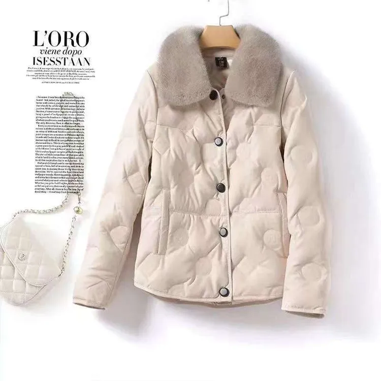 皮羽绒服女新款洋气高端奢华修身外套冬季时尚百搭短款韩版603