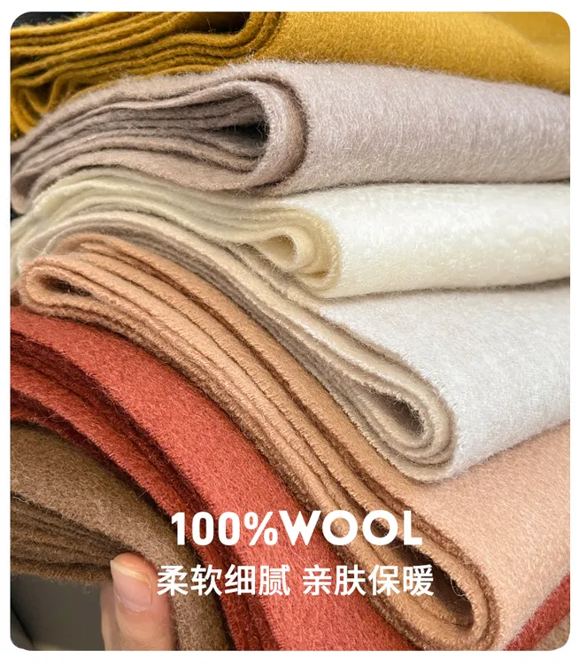 100%羊毛ins女韩版围脖保暖不掉色常规长款围巾软糯轻柔情侣拍照