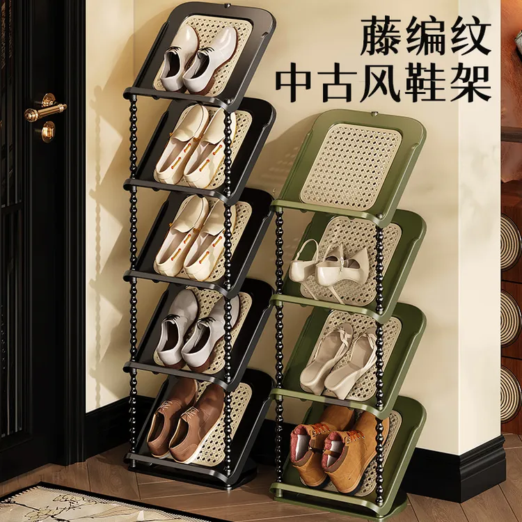 西邮哥【新疆包邮】鞋架多层家用门口小窄薄鞋柜入户藤编简易鞋架子
