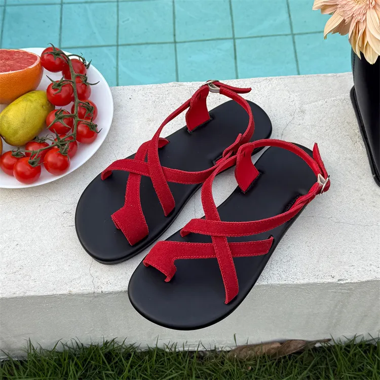 韩版套趾休闲百搭时装凉鞋女2025年夏新款一字扣带时尚罗马鞋