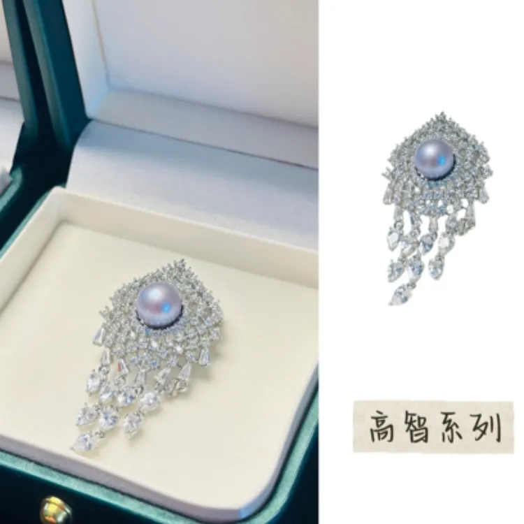 铜合金胸针 古风流苏羽毛时髦精必入珍珠胸针