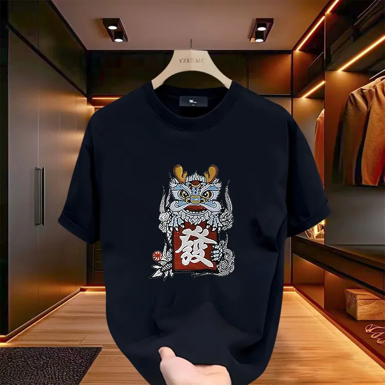 潮流圆领休闲时尚重磅纯棉男士T恤短袖2025夏季新款宽松百搭轻奢