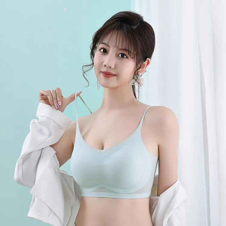 不挑年龄美背细肩带美背一体文胸一片式女士聚拢学生
