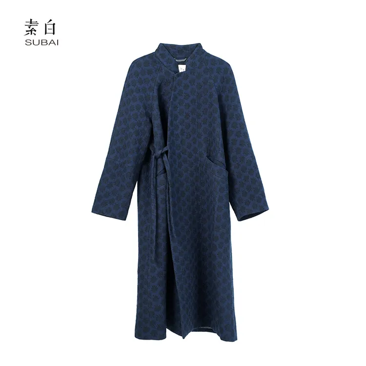 素白【蓝调】P01927复古文艺提花宽松显气质设计外套