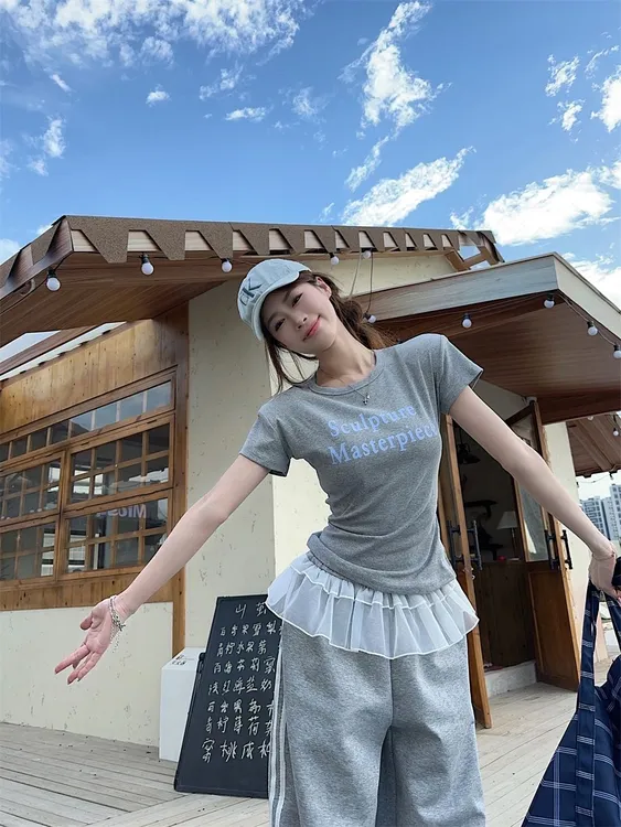 早春新款小众T恤短袖运动2025新款韩版时尚休闲套装女春夏季显瘦