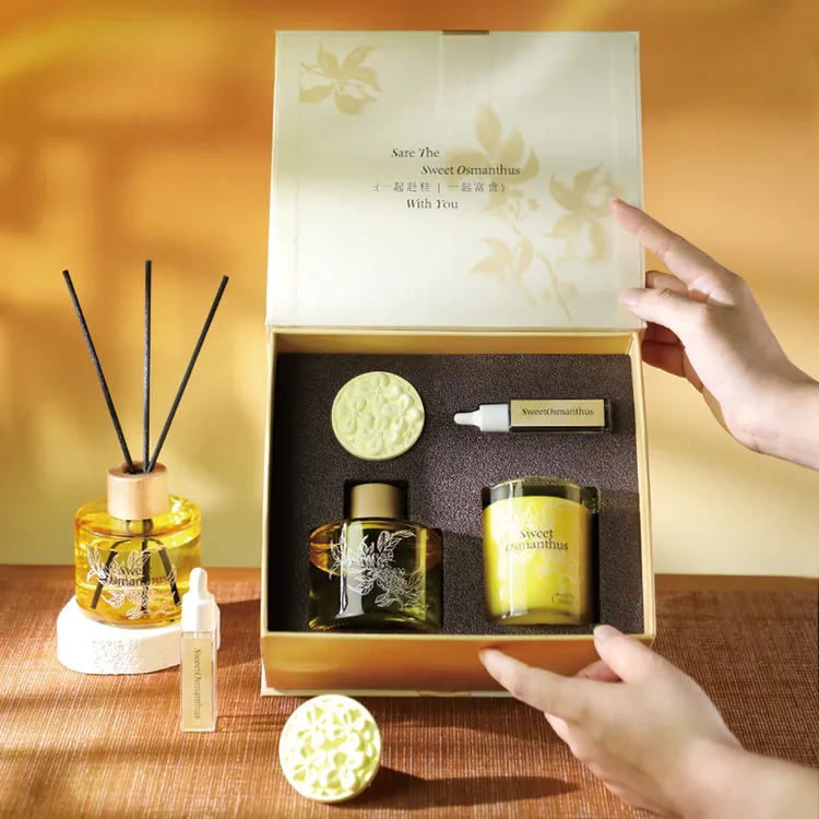 桂花香薰礼盒套装国风香熏蜡烛无火香薰摆件室内高级香氛扩香套盒