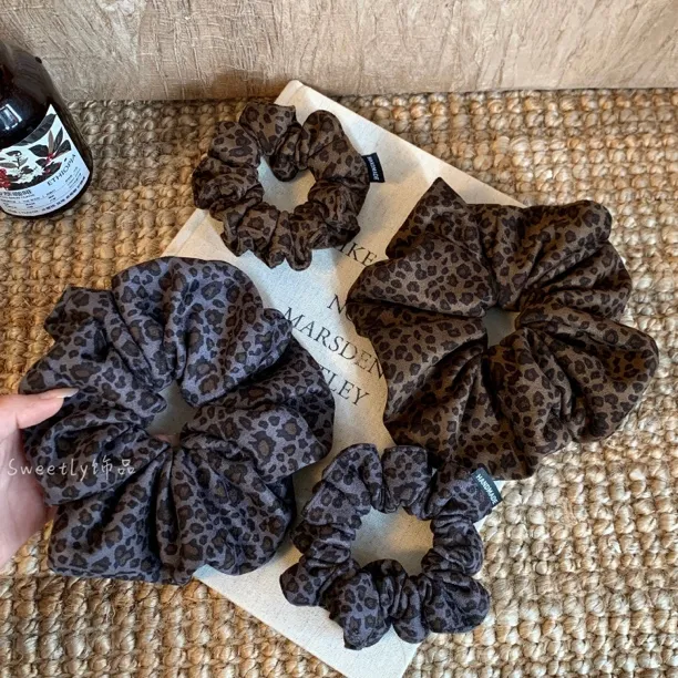 豹系美学！复古高级感豹纹大肠发圈低马尾丸子头麻花辫发圈发饰女