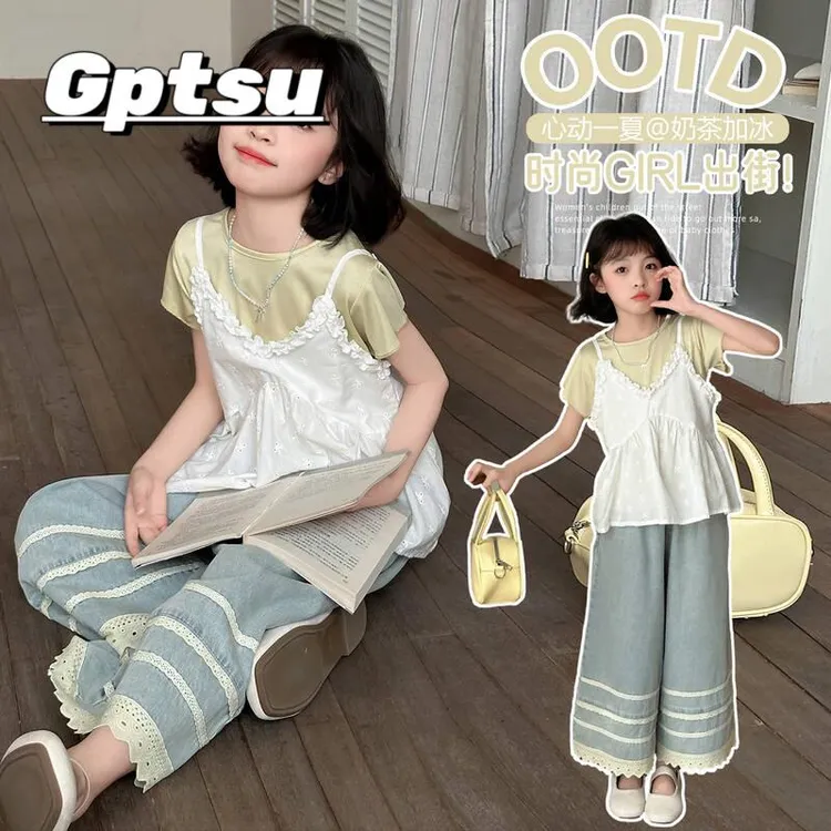 GPTSu女童夏季套装2025新款洋气儿童独特漂亮夏装女大童夏日穿搭