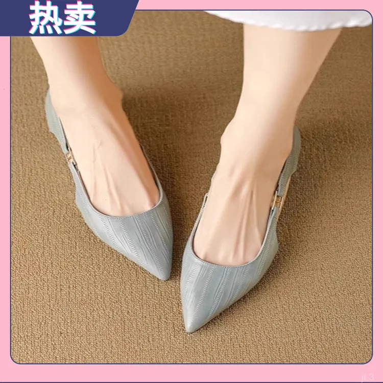 法式异形跟女鞋2025春夏新尖头中空小单鞋女浅口低跟通勤鞋子40码