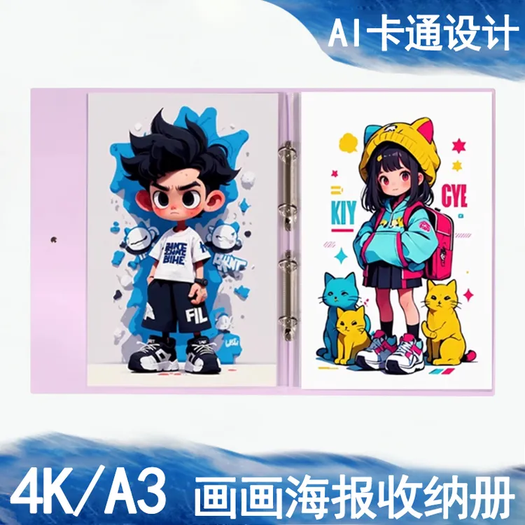 AI绘画收纳册4K作品集AI设计稿文件夹A3海报册动漫收藏可设计定制