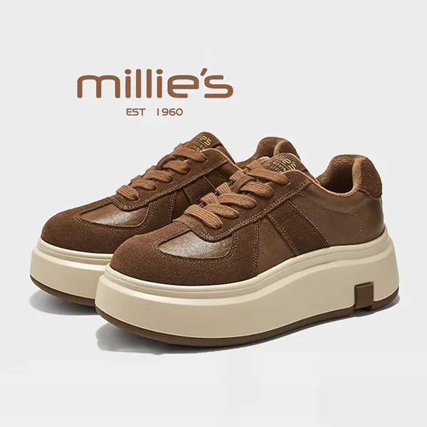 MILLIE'S/妙丽圆头厚底韩版潮酷复古做旧时尚百搭运动休闲板鞋