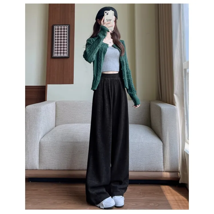 【运补】2025镰刀裤加绒保暖雪花绒高腰显瘦休闲百搭阔腿裤2602