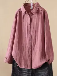 （现货现发）2025春秋装女款长袖衬衫休闲文艺防晒衣百搭衬衫纯色