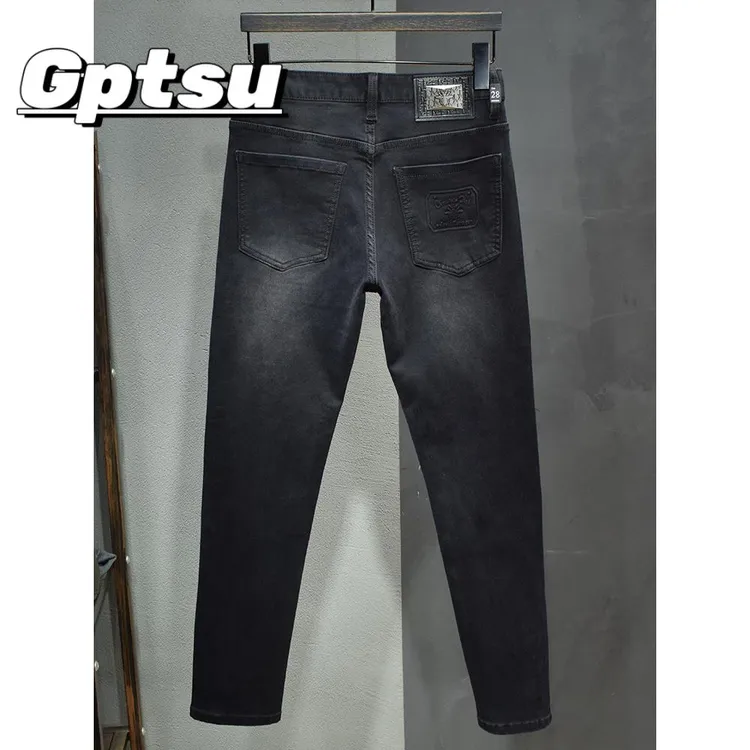 GPTSu25新款灰色和黑色牛仔裤男士新潮经典欧洲版修身直筒裤秋冬